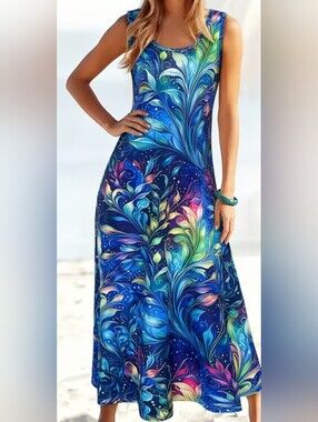 Summer Garden Print Dress Xxl